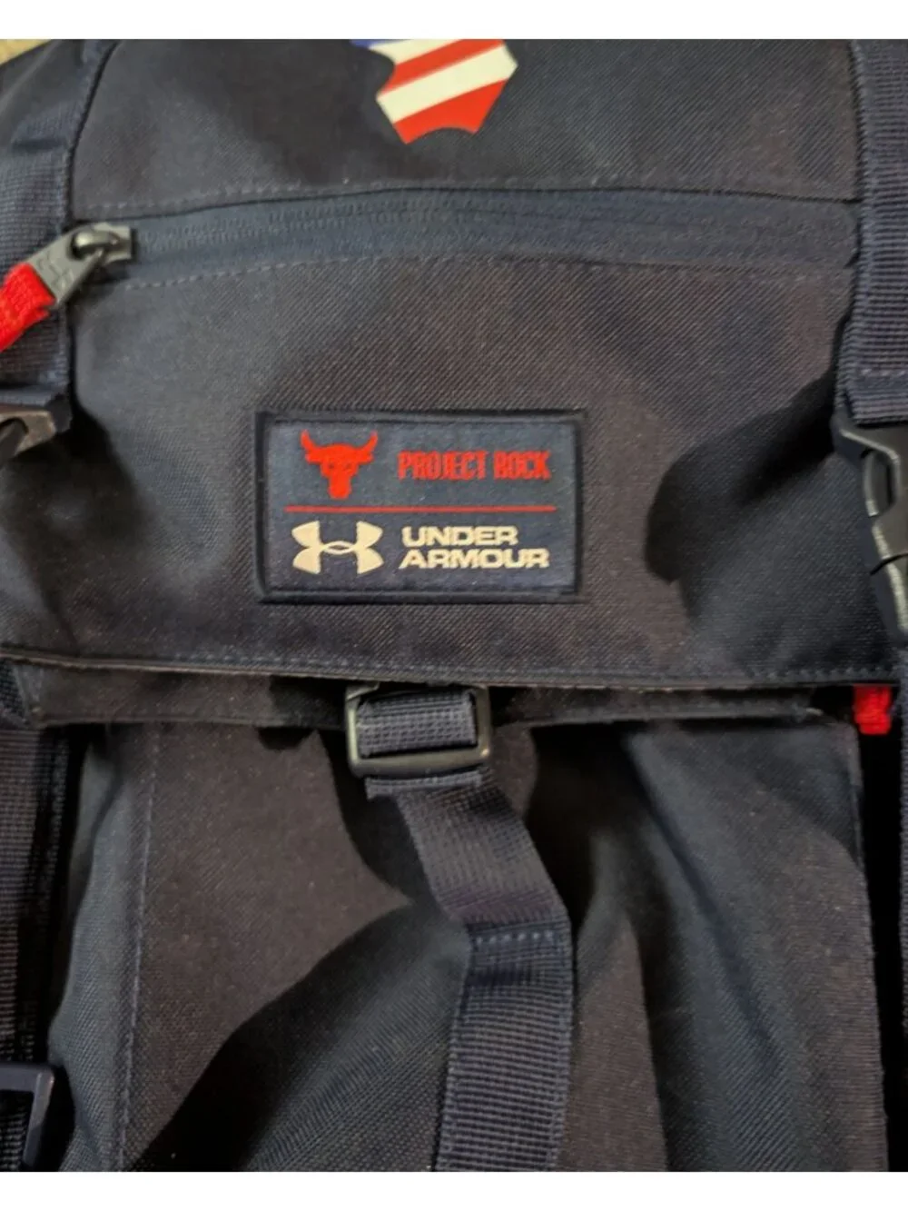 UA Project Rock Freedom Regiment Backpack Brahma Bull USA Flag Gym Bag Navy